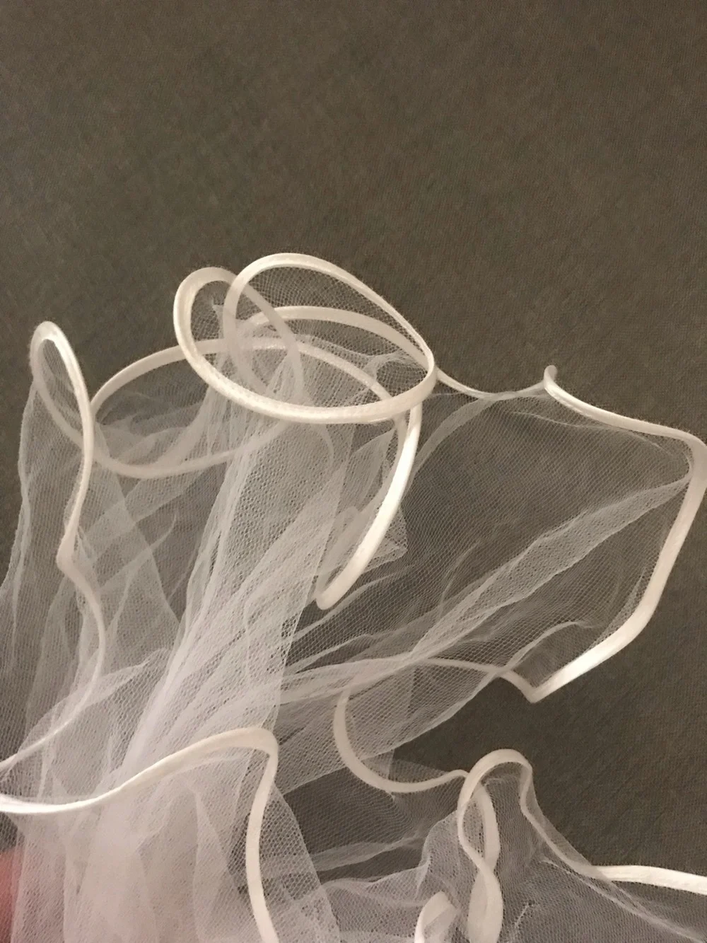 Vintage White Bridal Veil with Rolled Edge Trim